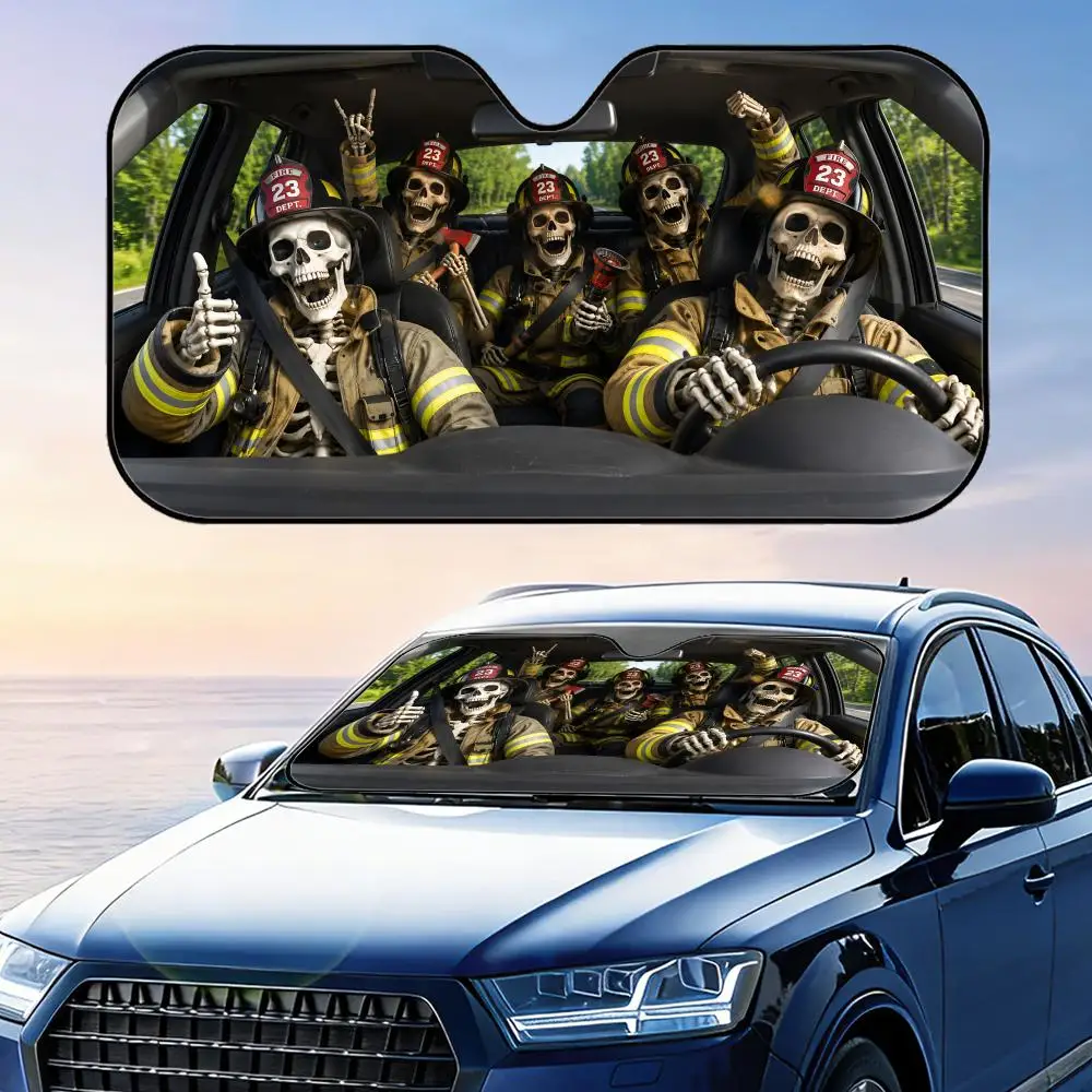 Funny Skeleton in Firefighter Gear Sun Visor Car Windshield Sunshade UV Protection Reflective Foldable Heat Insulation Cover
Funny Skeleton in Firefighter Gear Sun Visor Car Windshield Sunshade UV Protection Reflective Foldable Heat Insulation Cover