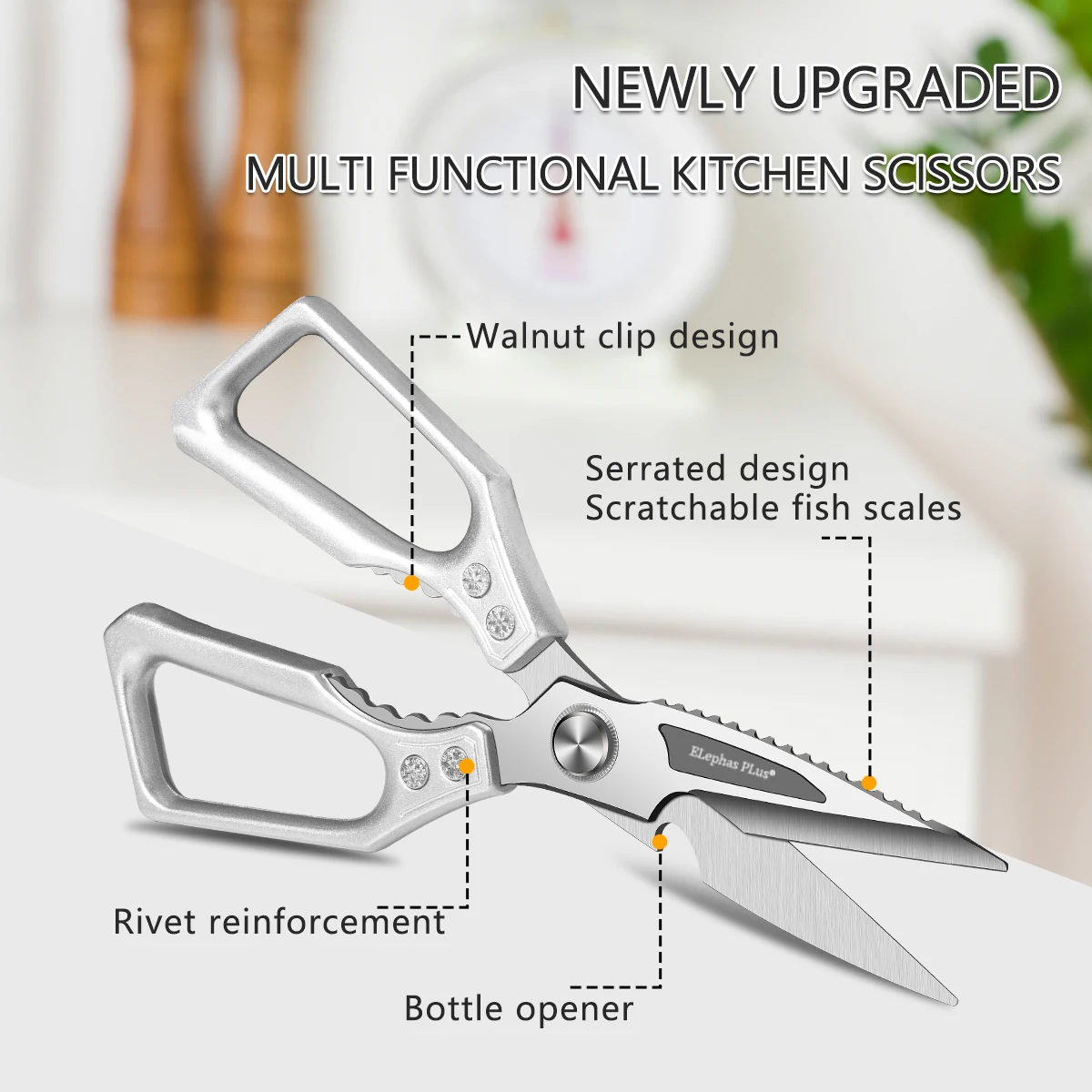 Multi-Function Household Kitchen Scissors, Powerful SK5 Steel Shears for Cutting Chicken Bones, Fish, Packages & More, Durable
Multi-Function Household Kitchen Scissors, Powerful SK5 Steel Shears for Cutting Chicken Bones, Fish, Packages & More, Durable