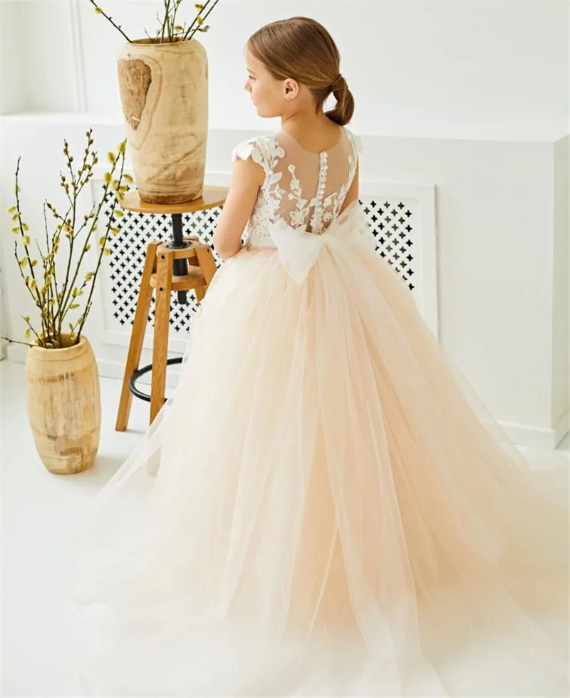 Champagne Tulle A-Line Flower Girl Dress for Wedding O Neck Lace Princess First Communion Dress Kid Size 1-14Y
Champagne Tulle A-Line Flower Girl Dress for Wedding O Neck Lace Princess First Communion Dress Kid Size 1-14Y