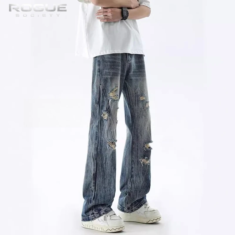 American High Street Distressed Jeans Men Washed Ripped Straight Denim Y2K Vintage Streetwear Trousers Harajuku Unisex New Tiki
American High Street Distressed Jeans Men Washed Ripped Straight Denim Y2K Vintage Streetwear Trousers Harajuku Unisex New Tiki