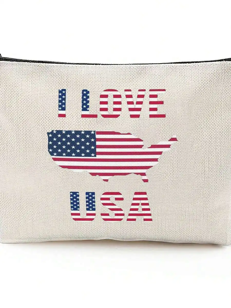 I Love USA American Flag Map Canvas Zipper Pouch Cosmetic Bag Travel Storage
I Love USA American Flag Map Canvas Zipper Pouch Cosmetic Bag Travel Storage