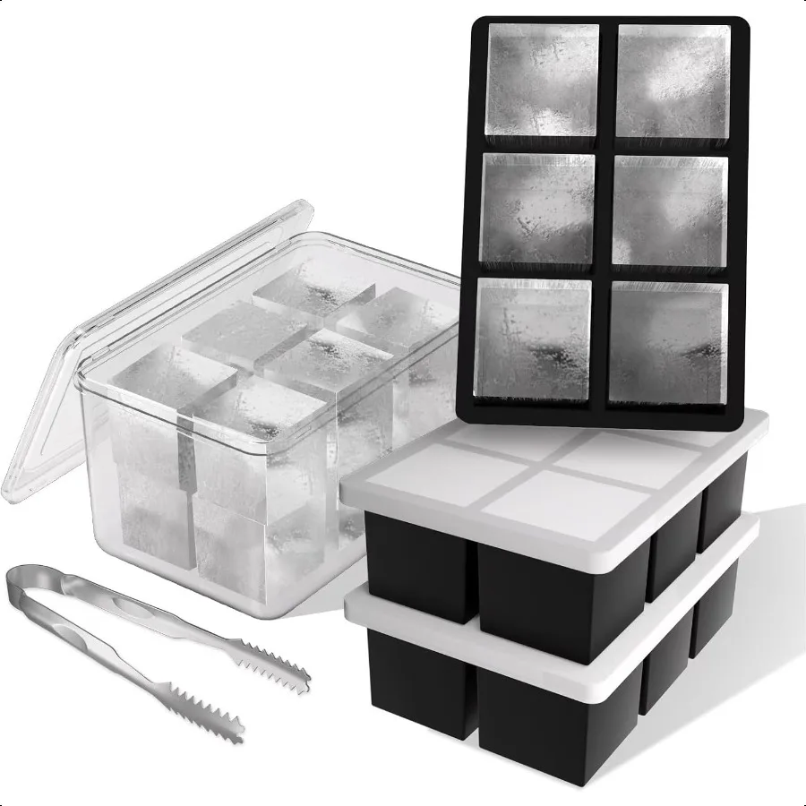 Large Ice Cube Tray with Lid and Bin: 2 Inch Silicone Old Fashioned Ice Cube Mold with Lid and Bin Big Square Ice Cube Maker fo
Large Ice Cube Tray with Lid and Bin: 2 Inch Silicone Old Fashioned Ice Cube Mold with Lid and Bin Big Square Ice Cube Maker fo