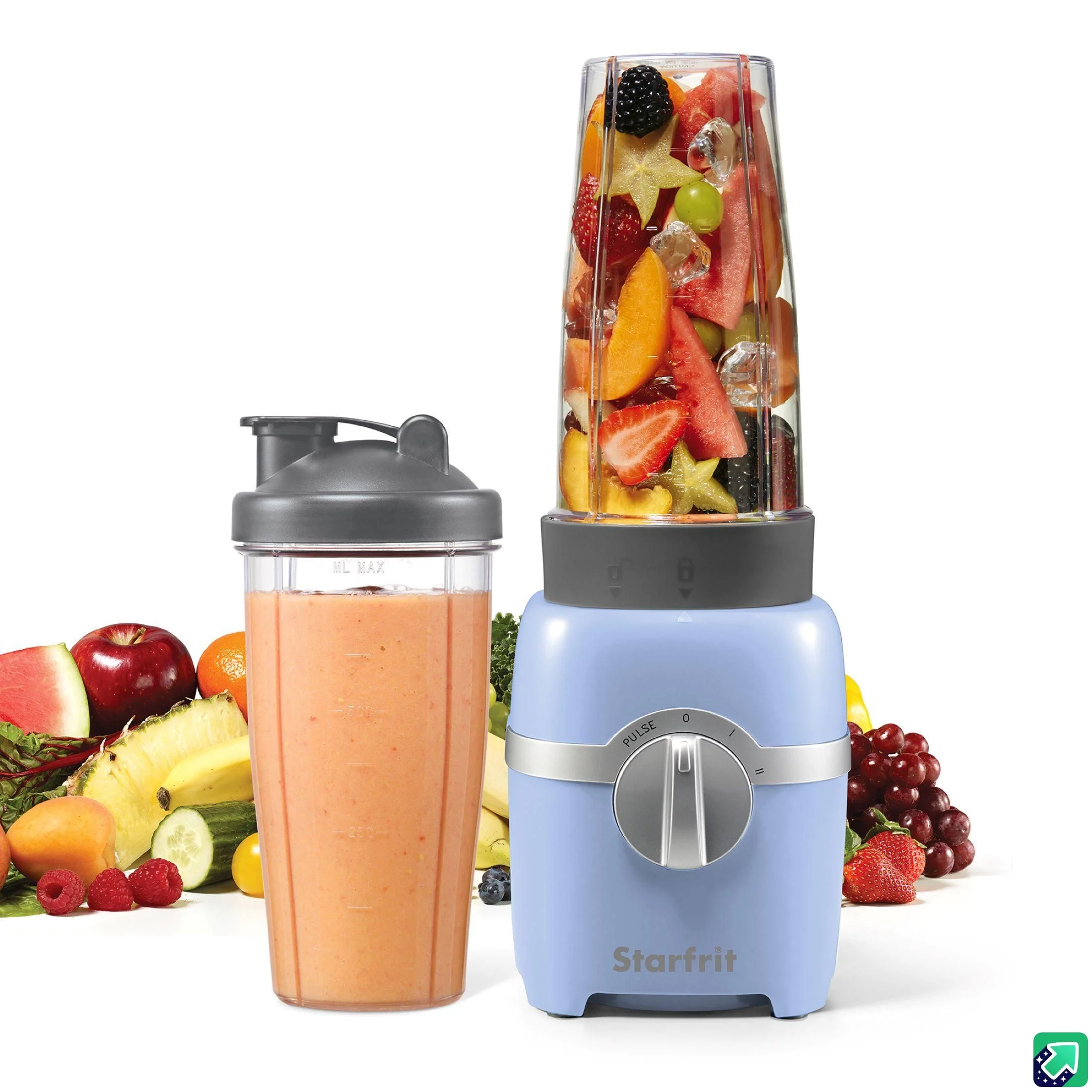 Personal Blender, Two 828ml Cups, Two Blades, High, Low & Pulse Modes, 300W, Chambray Blue
Personal Blender, Two 828ml Cups, Two Blades, High, Low & Pulse Modes, 300W, Chambray Blue