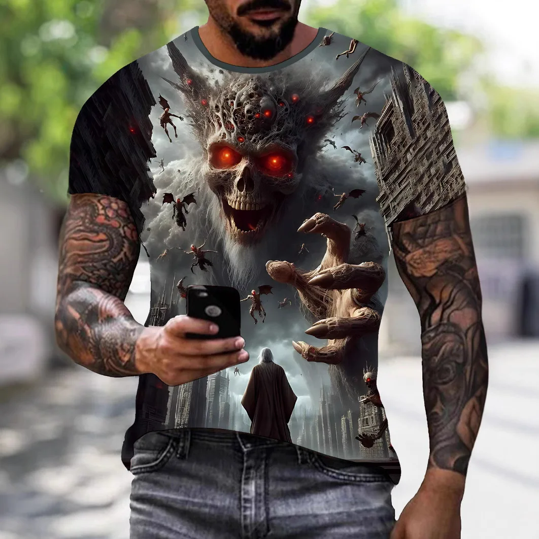 Funny men's clothing casual T-shirt 3D digital printing skull graphic short sleeved loose breathable round neck top for men
Funny men's clothing casual T-shirt 3D digital printing skull graphic short sleeved loose breathable round neck top for men