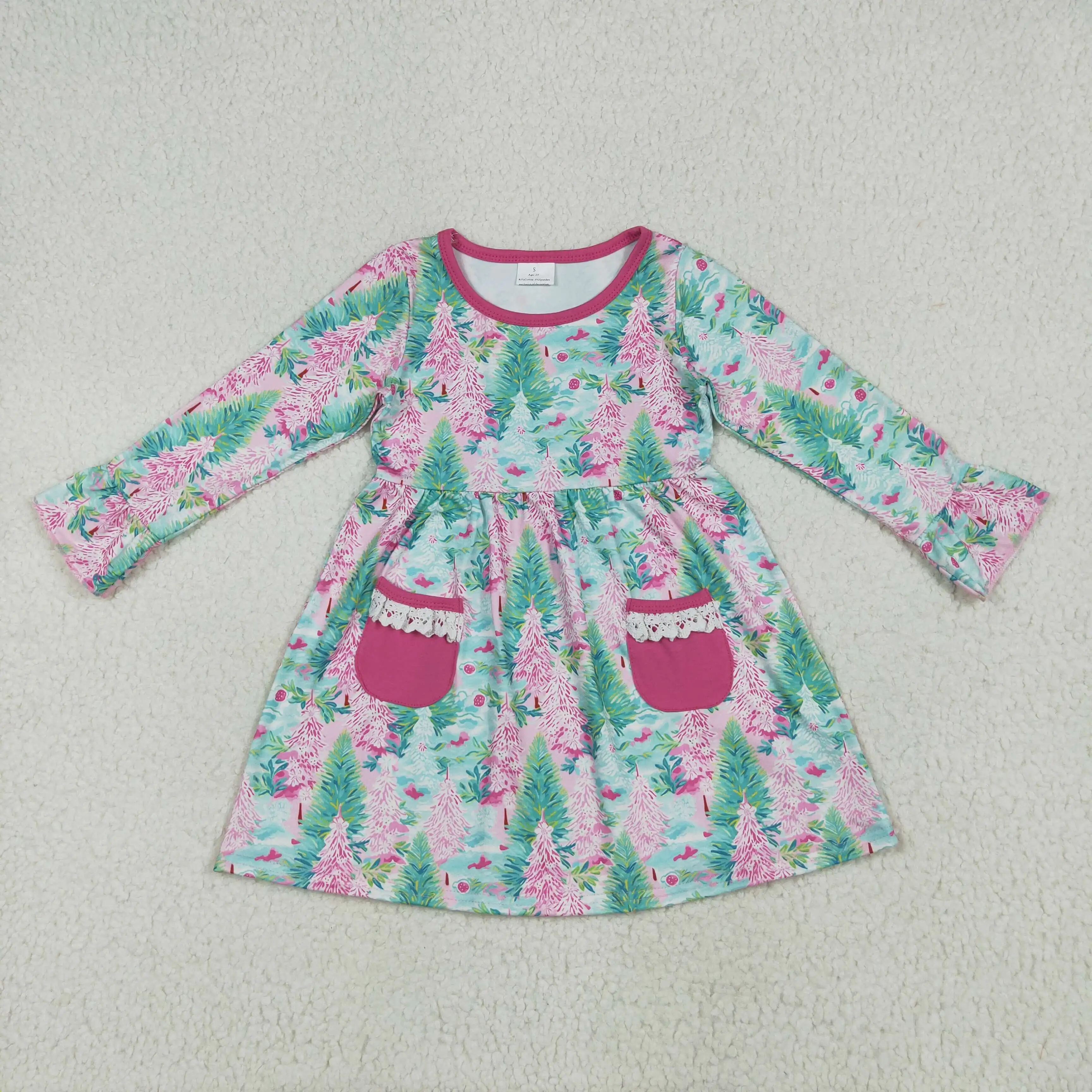 New stock baby girls autumn dress wholesale boutique Christmas tree pattern rose red pocket long sleeve dress
New stock baby girls autumn dress wholesale boutique Christmas tree pattern rose red pocket long sleeve dress