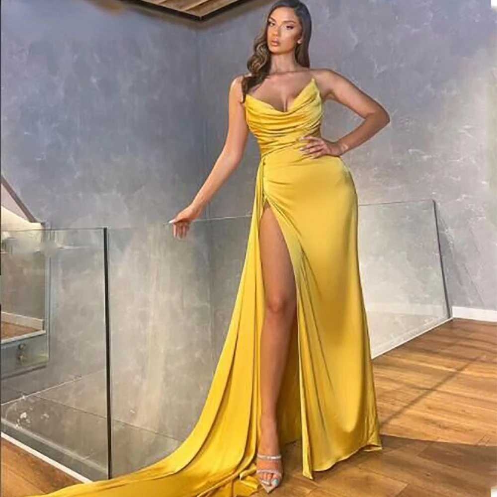 Sexy High Side Split Evening Dresses 2021 Strapless Mermaid Soft Stain Prom Gowns Sleeveless Backless Party Dress
Sexy High Side Split Evening Dresses 2021 Strapless Mermaid Soft Stain Prom Gowns Sleeveless Backless Party Dress