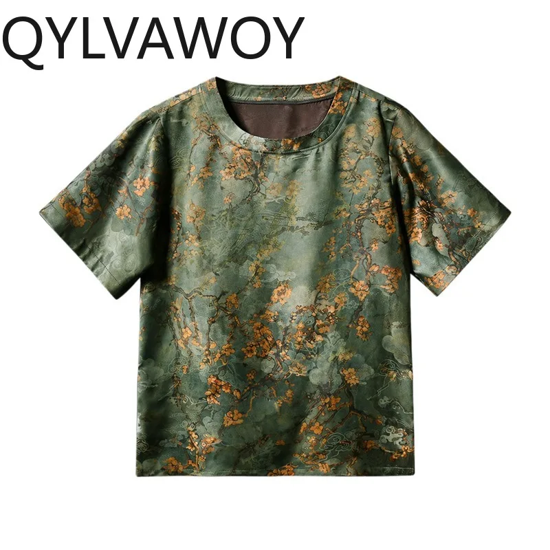 QYLVAWOY 100% Mulberry Silk T Shirt Thin Men's Shirts Xiangyunsha Short Sleeve Shirt Loose T Shirt Homme 2026 Summer Tops 반팔티
QYLVAWOY 100% Mulberry Silk T Shirt Thin Men's Shirts Xiangyunsha Short Sleeve Shirt Loose T Shirt Homme 2026 Summer Tops 반팔티