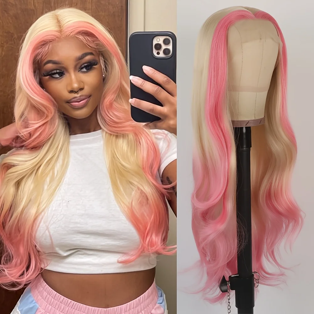 13x4 Synthetic Hair Lace Front Wigs Glueless Replacement Wig Body Wave Ombre Blonde Pink Mixed Color Pre Plucked Women Party Use
13x4 Synthetic Hair Lace Front Wigs Glueless Replacement Wig Body Wave Ombre Blonde Pink Mixed Color Pre Plucked Women Party Use