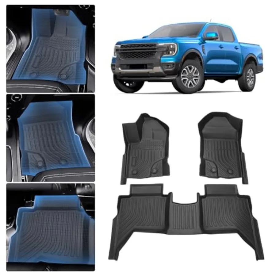 Floor Mats for 2019-2023 Ford Ranger SuperCrew Accessories All Weather Car Mats 2 Rows Floor Liners TPE Rubber Raised Edge
Floor Mats for 2019-2023 Ford Ranger SuperCrew Accessories All Weather Car Mats 2 Rows Floor Liners TPE Rubber Raised Edge