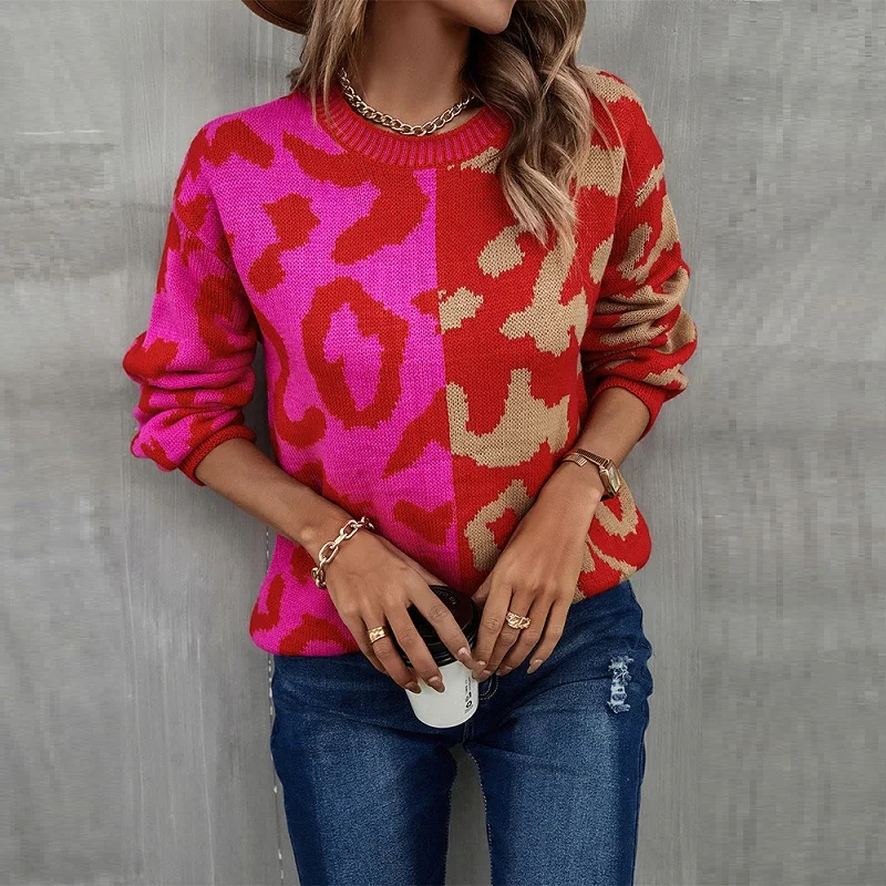 Casual Loose Knit Pullover for Autumn/Winter Women's Tops 2023 New Slim Leopard Print Panel Sweater O-neck Full Sleeve Sweaters
Casual Loose Knit Pullover for Autumn/Winter Women's Tops 2023 New Slim Leopard Print Panel Sweater O-neck Full Sleeve Sweaters