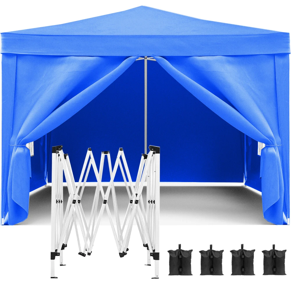 10'x10' Folding Canopy w/4 Removable Sides UPF50+ EZ Pop Up Gazebo + Weight & Carry Bags
10'x10' Folding Canopy w/4 Removable Sides UPF50+ EZ Pop Up Gazebo + Weight & Carry Bags