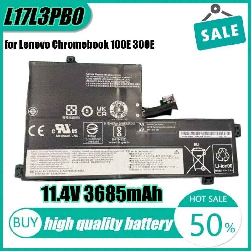 11.4V 42Wh 3685mAh L17L3PB0 Laptop Battery for Lenovo Chromebook 100E 300E 500E Winbook 300E 81M9 L17M3PB0
11.4V 42Wh 3685mAh L17L3PB0 Laptop Battery for Lenovo Chromebook 100E 300E 500E Winbook 300E 81M9 L17M3PB0