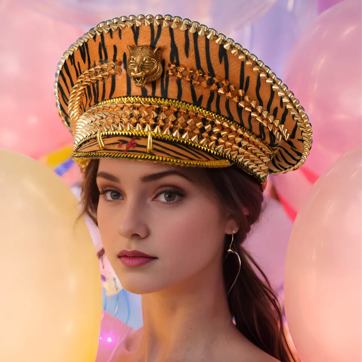 2025 New Women's Stage Hats Leopard Print Metal Rivets Tiger Head Design Role Performance Cap Girls Party
2025 New Women's Stage Hats Leopard Print Metal Rivets Tiger Head Design Role Performance Cap Girls Party