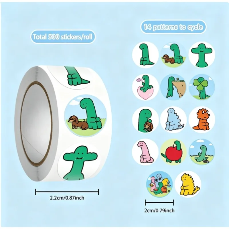 500Pcs JOGUMAN Roll Stickers Cute Green Dinosaur Stickers Journal DIY Sealing Stickers
500Pcs JOGUMAN Roll Stickers Cute Green Dinosaur Stickers Journal DIY Sealing Stickers