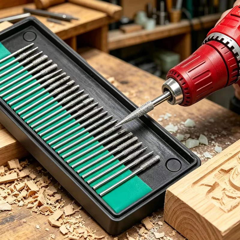 30pcs/lot Shank Diamond Burs Set With Box For Electric Grinder Power Accessories Abrasive Drill Bit Rotary Tool Sets 2.35mm
30pcs/lot Shank Diamond Burs Set With Box For Electric Grinder Power Accessories Abrasive Drill Bit Rotary Tool Sets 2.35mm