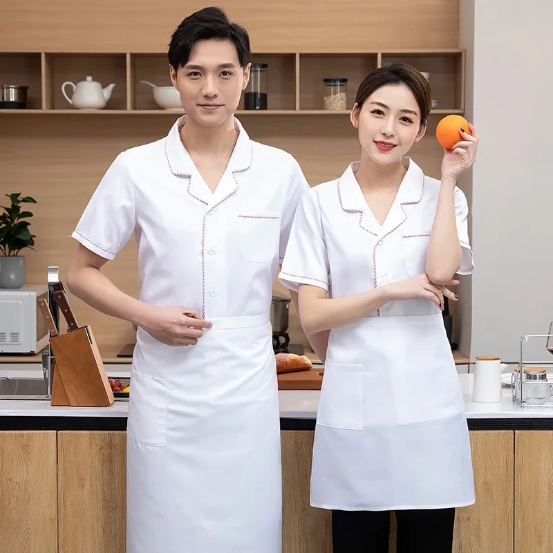 Restaurant and cafeteria women's chef uniforms for summer, plus-size restaurant hot pot kitchen chef short-sleeve uniforms LOGO
Restaurant and cafeteria women's chef uniforms for summer, plus-size restaurant hot pot kitchen chef short-sleeve uniforms LOGO