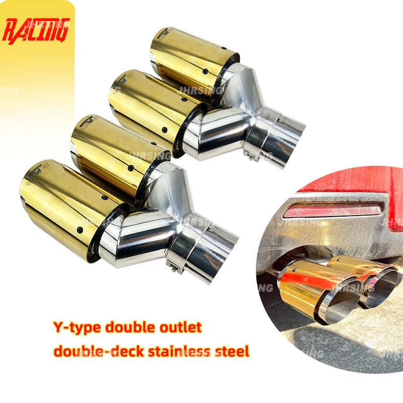1Piece Exhaust Tip Double Outlet Muffler Tip Tail Universal Upgrade Gold Stainless Steel Pipes Throat car accsesories End Tip
1Piece Exhaust Tip Double Outlet Muffler Tip Tail Universal Upgrade Gold Stainless Steel Pipes Throat car accsesories End Tip
