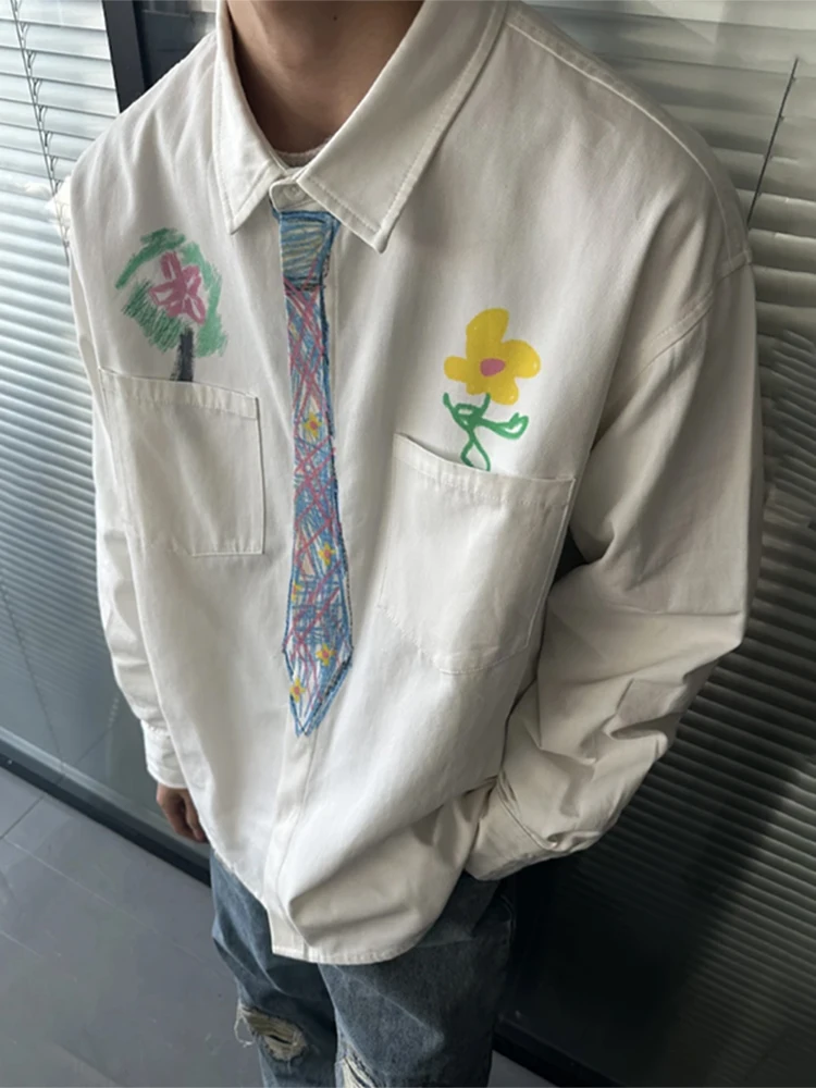 Hand-Painted Cotton Long-Sve Men's irt Tie Spring 2025 New Design Preppy Sle Pure White Casual Faion Youth Trend
Hand-Painted Cotton Long-Sve Men's irt Tie Spring 2025 New Design Preppy Sle Pure White Casual Faion Youth Trend