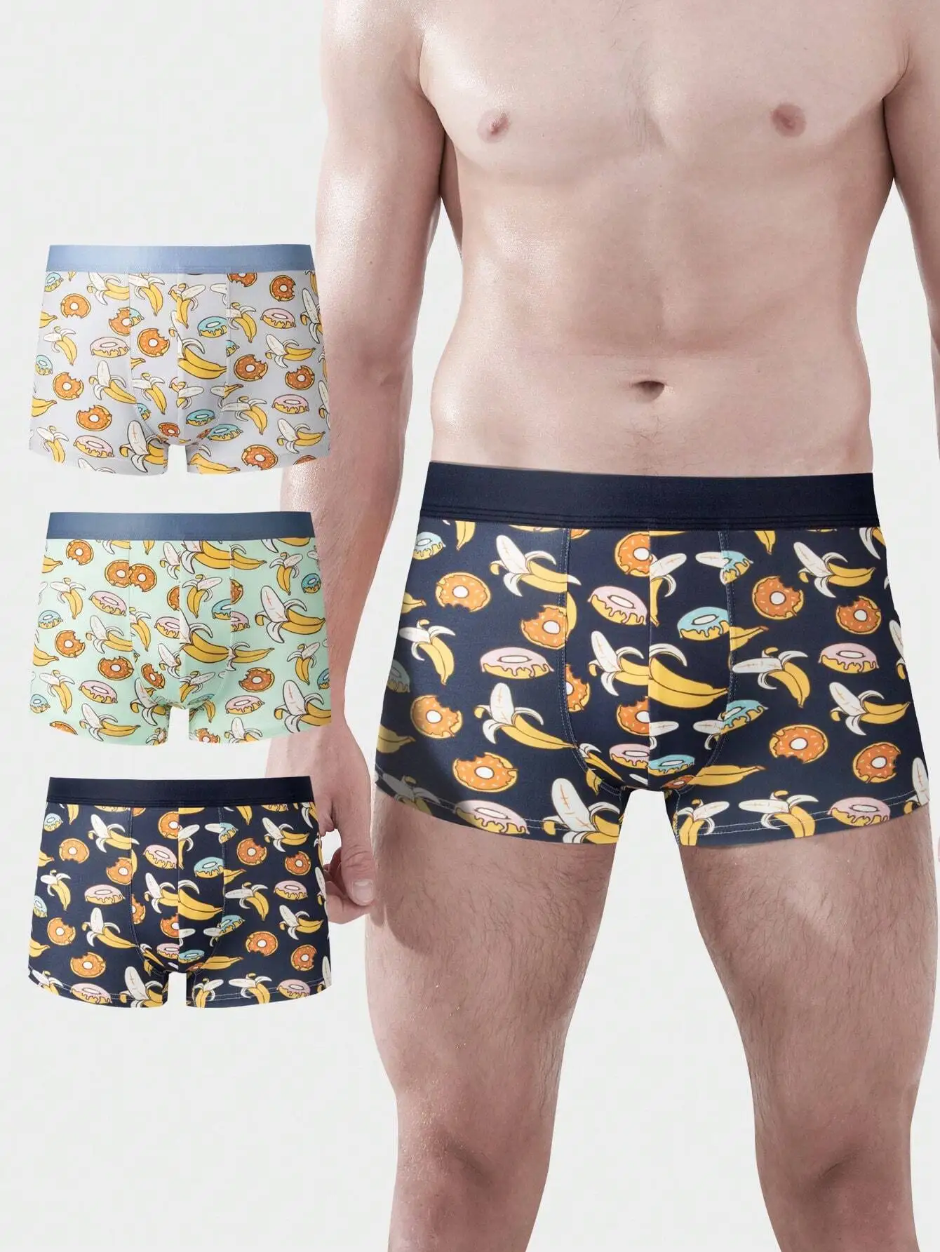 Mens Banana And Doughnut Print Boxer Shorts 3pcs Set
Mens Banana And Doughnut Print Boxer Shorts 3pcs Set