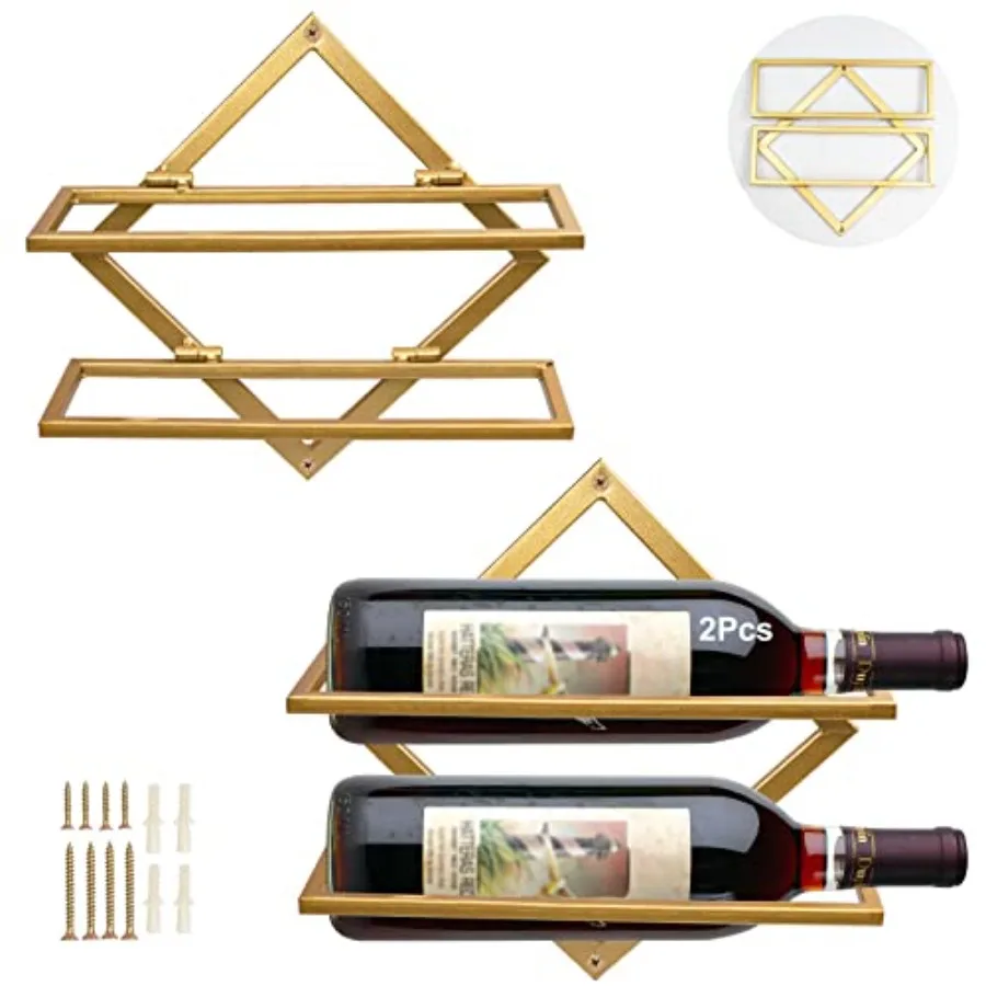 Metal Wall Mounted Wine Holder, Upgrade Foldable Hanging Wall Wine Rack Organizer for 2 Liquor Bottles, Red Wine Bottle Display
Metal Wall Mounted Wine Holder, Upgrade Foldable Hanging Wall Wine Rack Organizer for 2 Liquor Bottles, Red Wine Bottle Display
