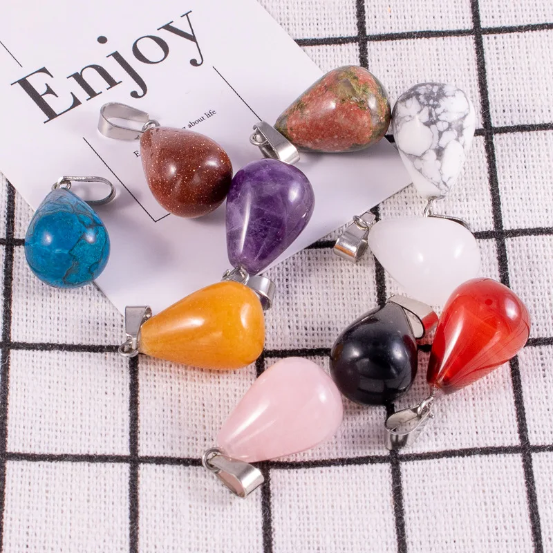 20pcs/ Bag Natural Stone Crystal Drop Stainless Steel Pendant Drop Necklace Pendant for Women DIY Gemstone Jewelry
20pcs/ Bag Natural Stone Crystal Drop Stainless Steel Pendant Drop Necklace Pendant for Women DIY Gemstone Jewelry