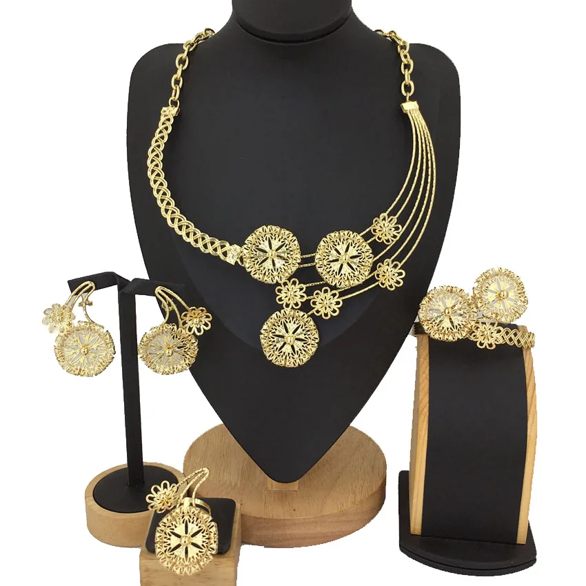 High Quality Brazilian Necklace Bracelet Ring Earring Dubai Jewelry Set for Women
High Quality Brazilian Necklace Bracelet Ring Earring Dubai Jewelry Set for Women