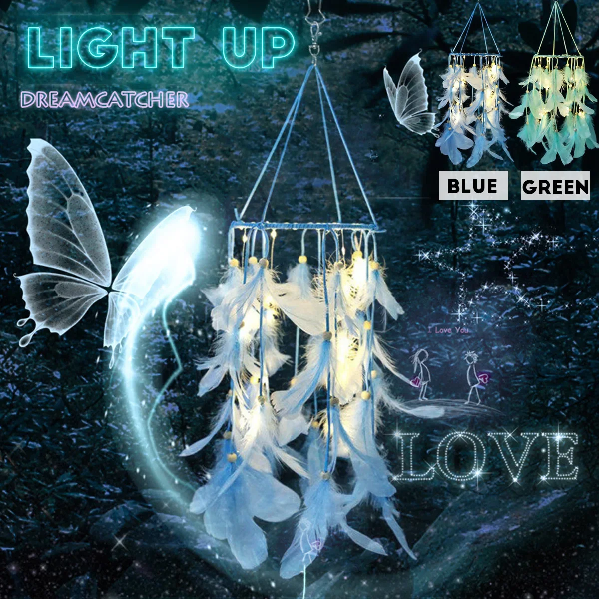 Lighting Dream Catcher LED Light Hanging Crafts Wind Chimes Girl Bedroom Romantic Hanging Decoration Gift
Lighting Dream Catcher LED Light Hanging Crafts Wind Chimes Girl Bedroom Romantic Hanging Decoration Gift