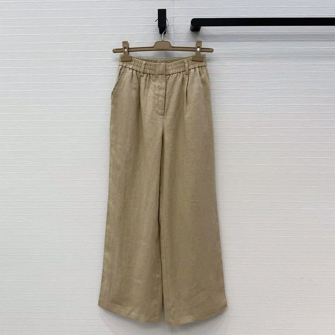 Casual Brief 100% Linen Suit Pants Women Solid Color Elastic Waist Elegant Office Lady Loose Straight Trousers
Casual Brief 100% Linen Suit Pants Women Solid Color Elastic Waist Elegant Office Lady Loose Straight Trousers