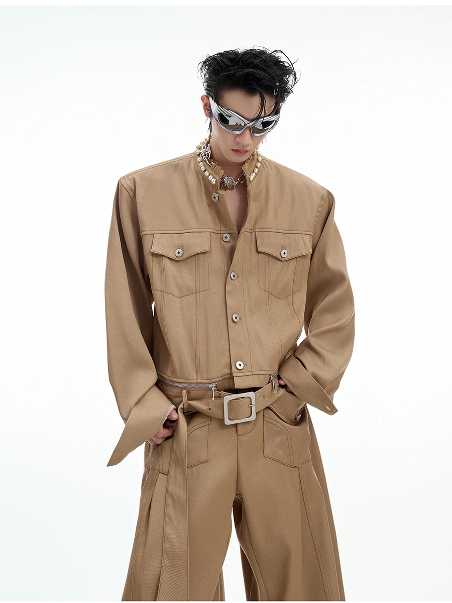 Mauroicardi Autumn Cool Handsome Short Black Jacket Men Stand Collar Pearl Belt White Luxury Designer Streetwear 2025
Mauroicardi Autumn Cool Handsome Short Black Jacket Men Stand Collar Pearl Belt White Luxury Designer Streetwear 2025