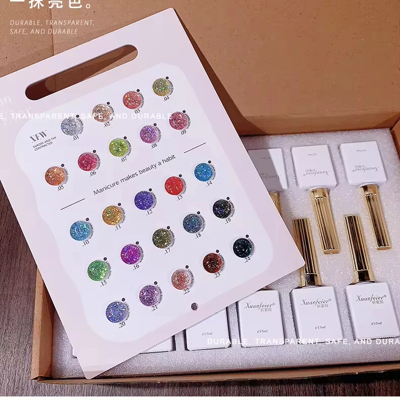 2026 24 Colors Flash Mica Star Diamond Gel Polish Set Private Label Diamond Glitter Disco Uv Gel Nail Polish Set Supplies
2026 24 Colors Flash Mica Star Diamond Gel Polish Set Private Label Diamond Glitter Disco Uv Gel Nail Polish Set Supplies