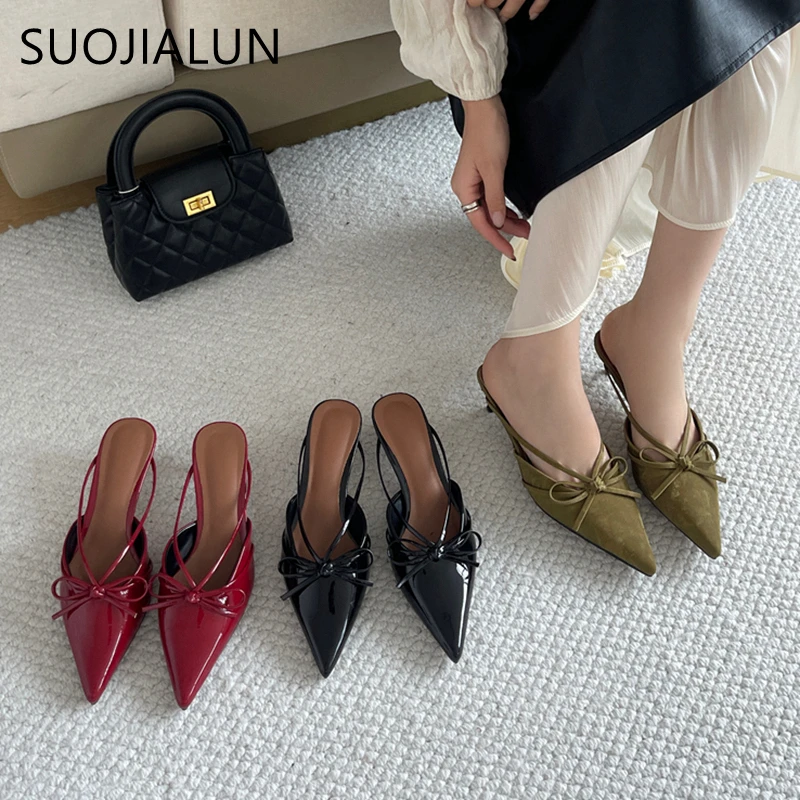SUOJIALUN 2025 Spring New Brand Women Slipper Fashion Red Bow-knot Slip On Mules Shoes Pointed Toe Thin Low Heel Slides Sandal S
SUOJIALUN 2025 Spring New Brand Women Slipper Fashion Red Bow-knot Slip On Mules Shoes Pointed Toe Thin Low Heel Slides Sandal S
