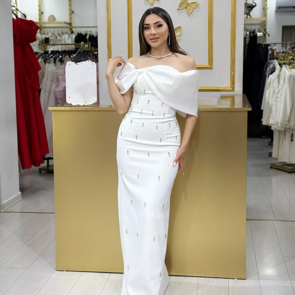Customized Intricate Retro Jersey Pleat Rhinestone Bow Straight Off-the-shoulder Long Dresses Bespoke Occasion Dresses Fashion
Customized Intricate Retro Jersey Pleat Rhinestone Bow Straight Off-the-shoulder Long Dresses Bespoke Occasion Dresses Fashion