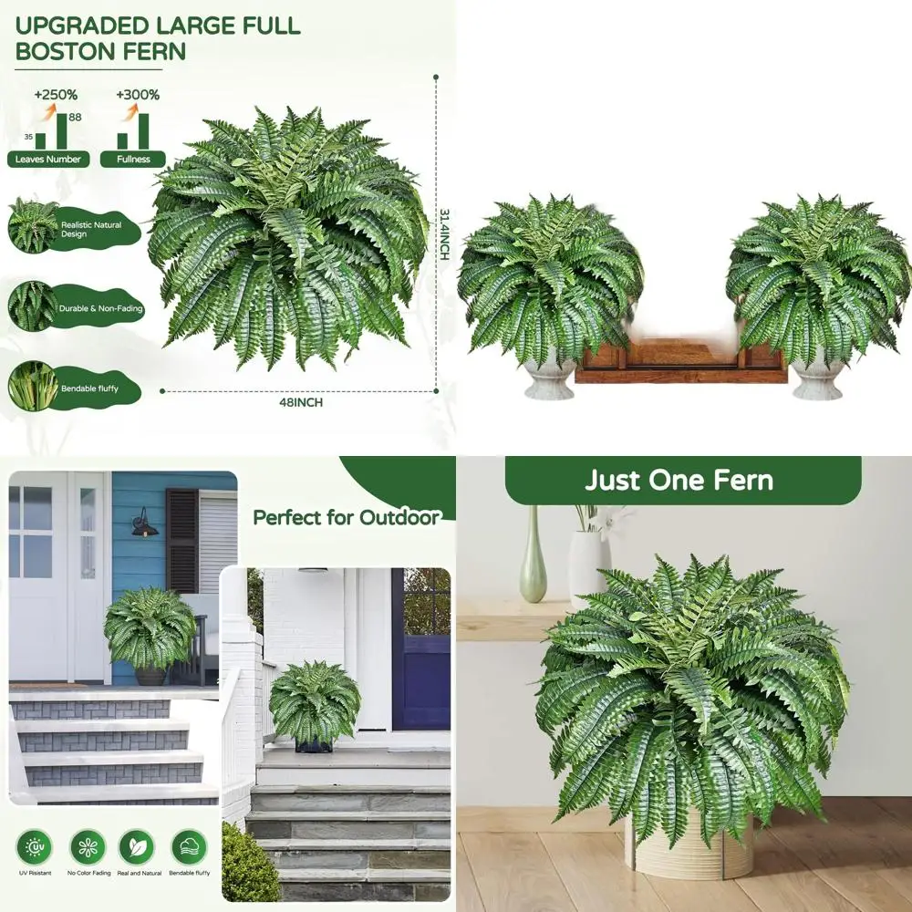 2 упаковки 88-листовых больших искусственных папорот Бостон на открытом воздухе, реалистичные устойчивые к ультрафиолетовому излучению искусственные растения для патио и подвешивания, 47 дюймов
2 упаковки 88-листовых больших искусственных папорот Бостон на открытом воздухе, реалистичные устойчивые к ультрафиолетовому излучению искусственные растения для патио и подвешивания, 47 дюймов