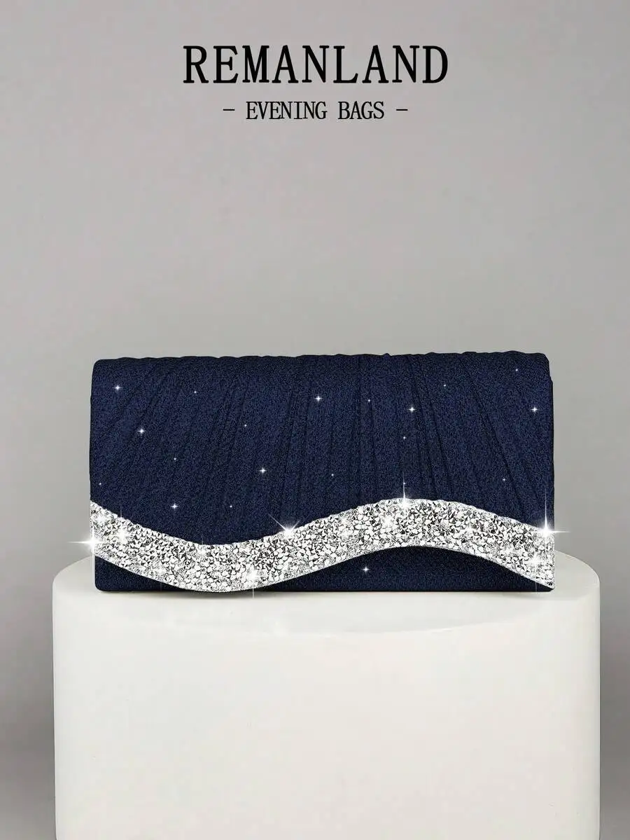 Elegant Rhinestone Embellished Pleated Clutch Bag For Evening Party Wedding Gala
Elegant Rhinestone Embellished Pleated Clutch Bag For Evening Party Wedding Gala