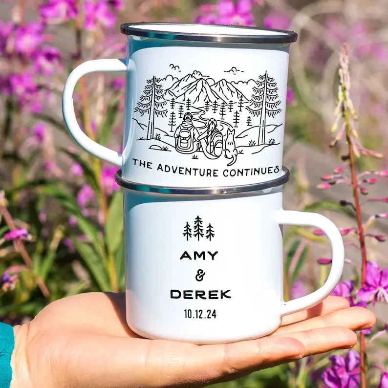 11oz Custom Travel Coffee Enamel Mug With Handle Personalized Camping Mug Custom Couple Camper Hiker Durable Stainless Steel Cup
11oz Custom Travel Coffee Enamel Mug With Handle Personalized Camping Mug Custom Couple Camper Hiker Durable Stainless Steel Cup