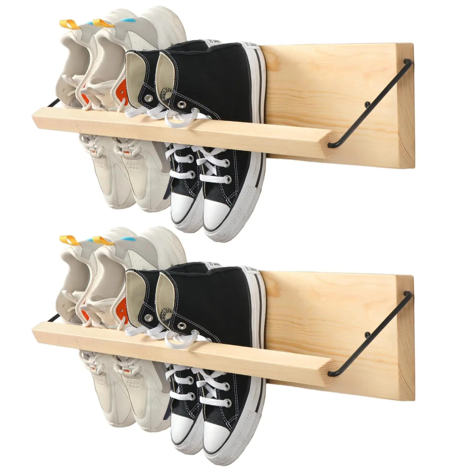 2-Pack Wooden Wall-Mounted Shoe Shelf Organizer For Sneakers Boots Slippers, Space-Saving Design For Hallway Entryway (28.35
2-Pack Wooden Wall-Mounted Shoe Shelf Organizer For Sneakers Boots Slippers, Space-Saving Design For Hallway Entryway (28.35