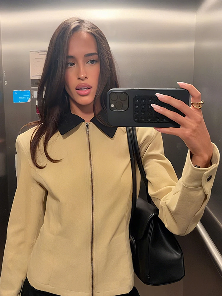 Weird Puss Zipper Snap Button Coat Women Fashion Patchwork Lapel Full Sleeve Comfortable Autumn Elegant Daily Commute Streetwear
Weird Puss Zipper Snap Button Coat Women Fashion Patchwork Lapel Full Sleeve Comfortable Autumn Elegant Daily Commute Streetwear