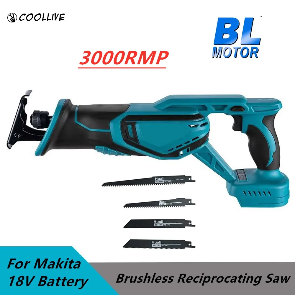 Cordless Electric Reciprocating Saw Brushless Saber Saw With 4 Blades Wood Metal Pipe Cutting Power Tools For Makita 18V Battery
Cordless Electric Reciprocating Saw Brushless Saber Saw With 4 Blades Wood Metal Pipe Cutting Power Tools For Makita 18V Battery