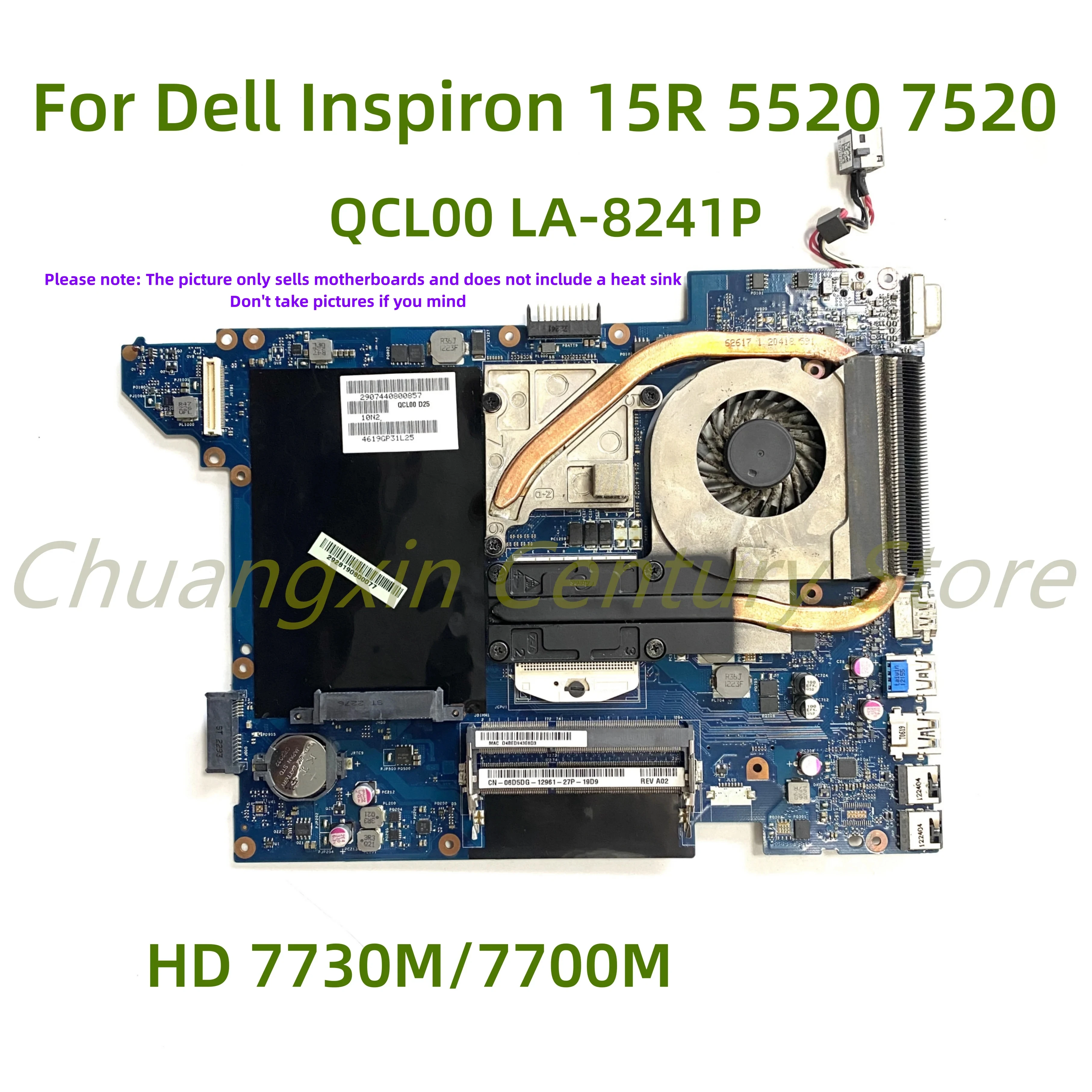 Suitable for Dell Inspiron 15R 5520 7520 Laptop motherboard QCL00 LA-8241P with HD 7730M/7700M GPU 100% Tested Fully Work
Suitable for Dell Inspiron 15R 5520 7520 Laptop motherboard QCL00 LA-8241P with HD 7730M/7700M GPU 100% Tested Fully Work