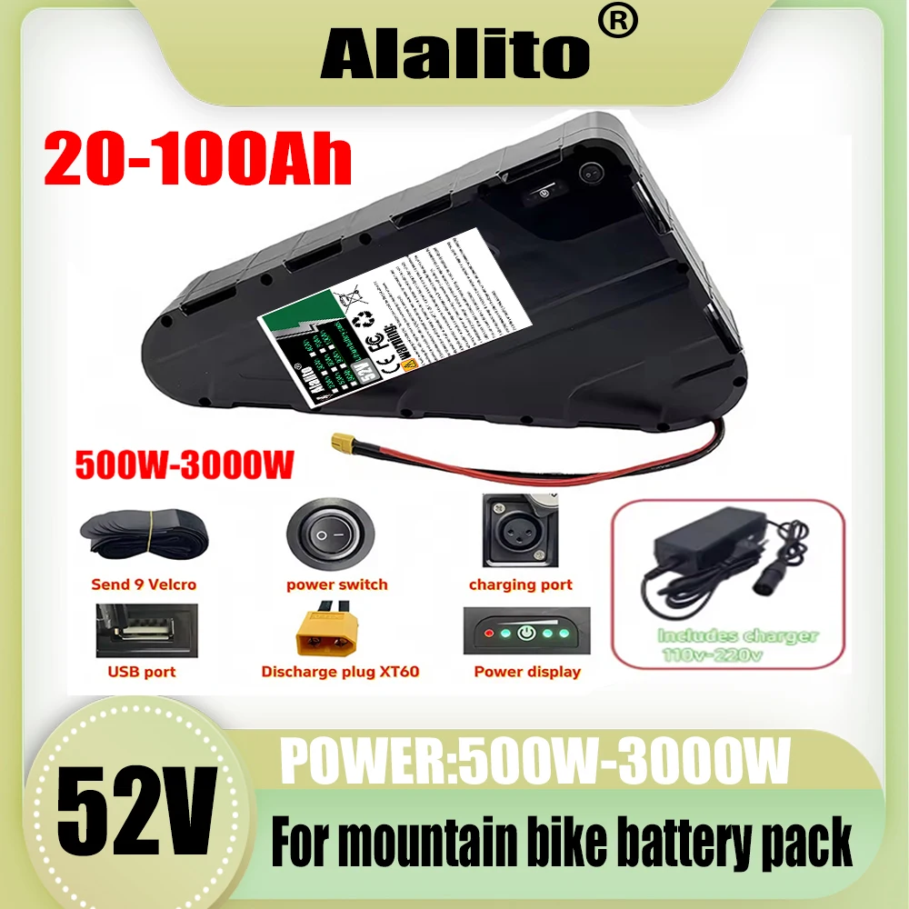52V Triangle Battery 20AH-100AH Large Capacity, Built in BMS Protection, Airfreight, Application 500W-2000W
52V Triangle Battery 20AH-100AH Large Capacity, Built in BMS Protection, Airfreight, Application 500W-2000W