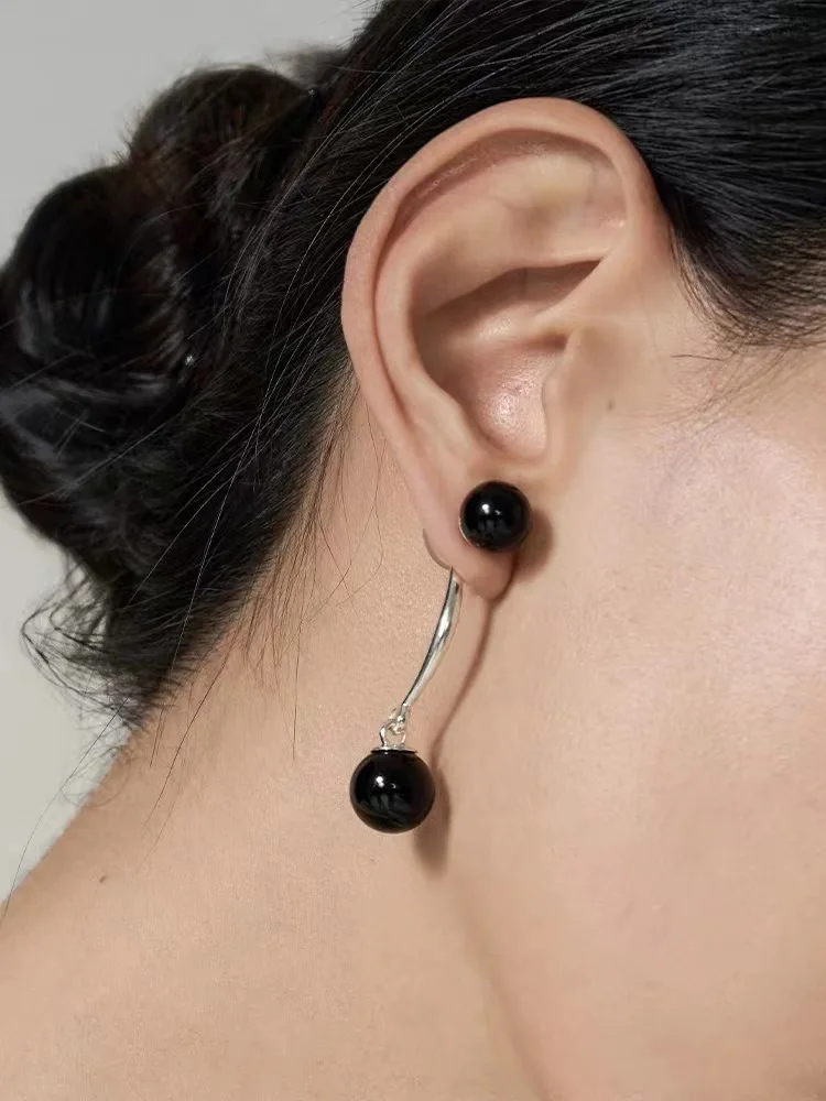 Brass Natural Black Jade Double Ball Earrings Women Jewelry Punk Party T Show Gown Runway Korean Japan INS
Brass Natural Black Jade Double Ball Earrings Women Jewelry Punk Party T Show Gown Runway Korean Japan INS