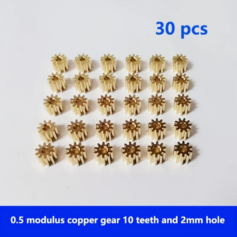 30pcs 0.5 module brass spur gear with 10 teeth and 2mm bore for mechanical transmission
30pcs 0.5 module brass spur gear with 10 teeth and 2mm bore for mechanical transmission