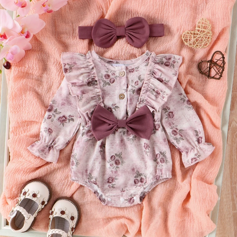 Newborn Baby's Clothes Girl Outfit Long Sleeve Crew Neck Flower Print Kids Romper with Hairband Fall Children's Clothing
Newborn Baby's Clothes Girl Outfit Long Sleeve Crew Neck Flower Print Kids Romper with Hairband Fall Children's Clothing