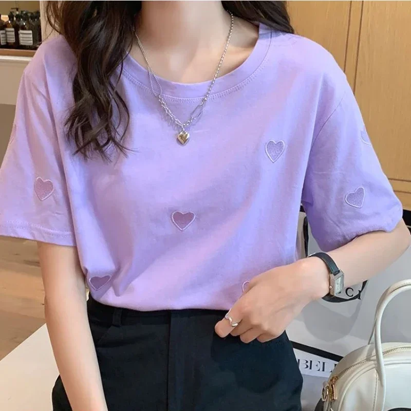DAYIFUN-Embroidered T-shirts for Women Short-Sleeved O-Neck Tees Foreign Style Versatile Cotton Tops Summer New Tshirts 2024
DAYIFUN-Embroidered T-shirts for Women Short-Sleeved O-Neck Tees Foreign Style Versatile Cotton Tops Summer New Tshirts 2024