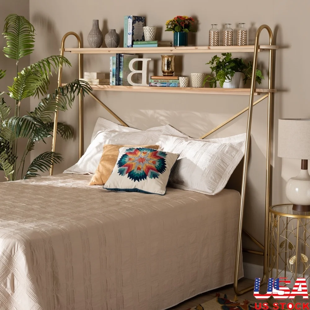 2-Tier Metal and Wood Storage Display Shelf Bedroom with Gold Frame and Natural Finish Crisscross Support Bars Indoor Use
2-Tier Metal and Wood Storage Display Shelf Bedroom with Gold Frame and Natural Finish Crisscross Support Bars Indoor Use