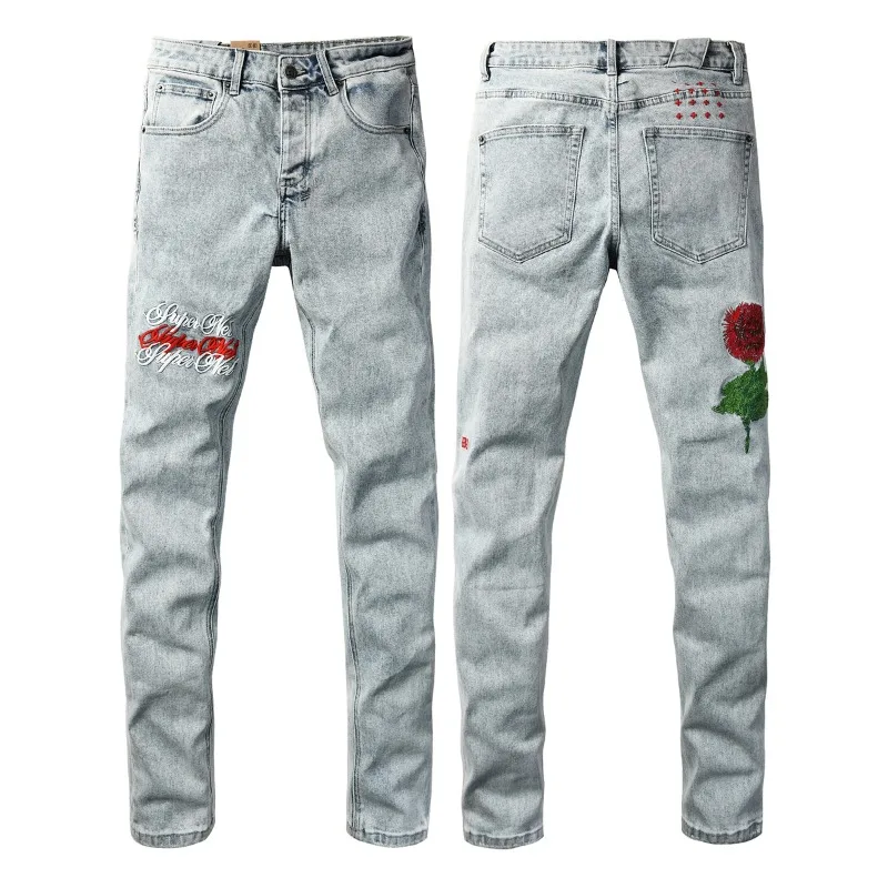 2026 New Men Jeans Fashion Trends Distressed Rose Embroidered Logo Stretch Skinny Button Jeans Pants
2026 New Men Jeans Fashion Trends Distressed Rose Embroidered Logo Stretch Skinny Button Jeans Pants