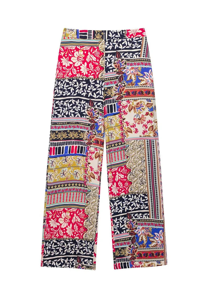 SIYANG Women Fashion Patchwork Printed Front Zipper Wide Leg Pants Vintage High Waist Full Length Female Chic Lady Trousers
SIYANG Women Fashion Patchwork Printed Front Zipper Wide Leg Pants Vintage High Waist Full Length Female Chic Lady Trousers