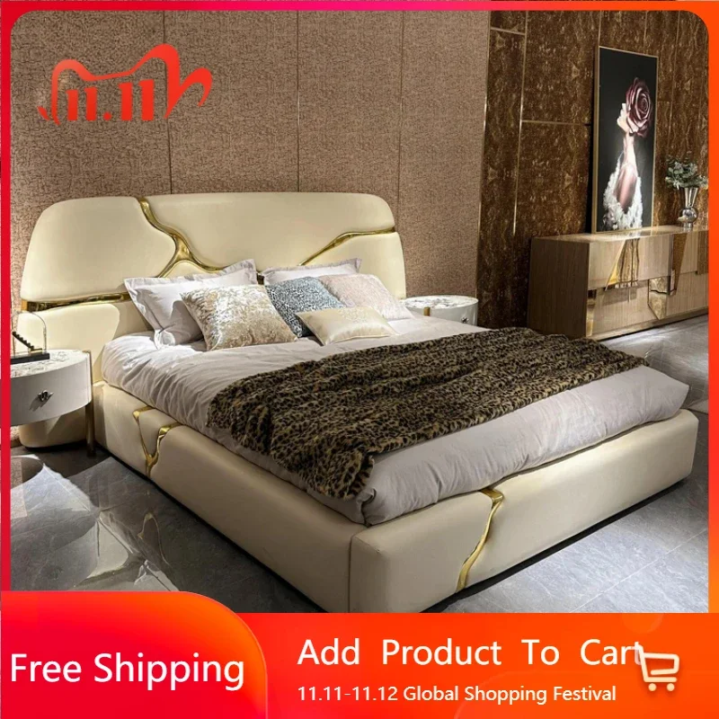 Salon Luxury Modern Double Bed House Throne Elegant Unique Italian Villa Bed Queen Size Trendy Camas De Casal Unique Furniture
Salon Luxury Modern Double Bed House Throne Elegant Unique Italian Villa Bed Queen Size Trendy Camas De Casal Unique Furniture