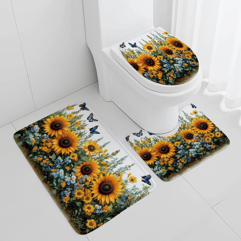 3P Sunflower Bathroom Floor Mat Toilet Cover Three piece Set U-shaped Toilet Foot Mat Anti slip Carpet Toilet Set Door Mat Home
3P Sunflower Bathroom Floor Mat Toilet Cover Three piece Set U-shaped Toilet Foot Mat Anti slip Carpet Toilet Set Door Mat Home