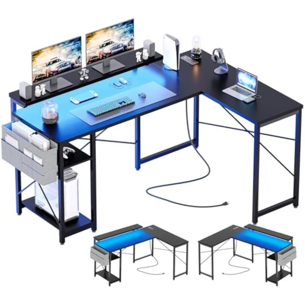 L Shaped Gaming Computer Desk, 54 Inch Home Office Desk with Power Outlet & LED Strip, Reversible Modern Simple Study Table, Co
L Shaped Gaming Computer Desk, 54 Inch Home Office Desk with Power Outlet & LED Strip, Reversible Modern Simple Study Table, Co